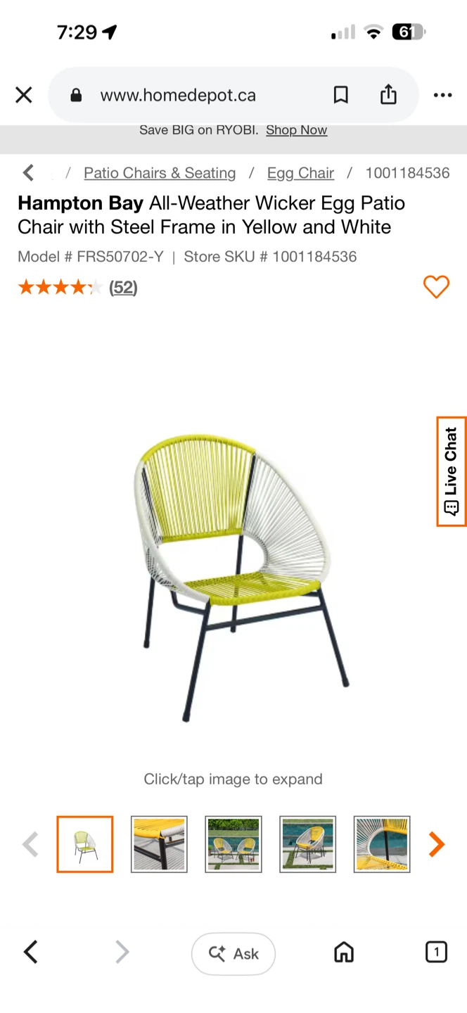 Hampton Bay Wicker Egg Patio Chairs (Set of 2) - photo 5