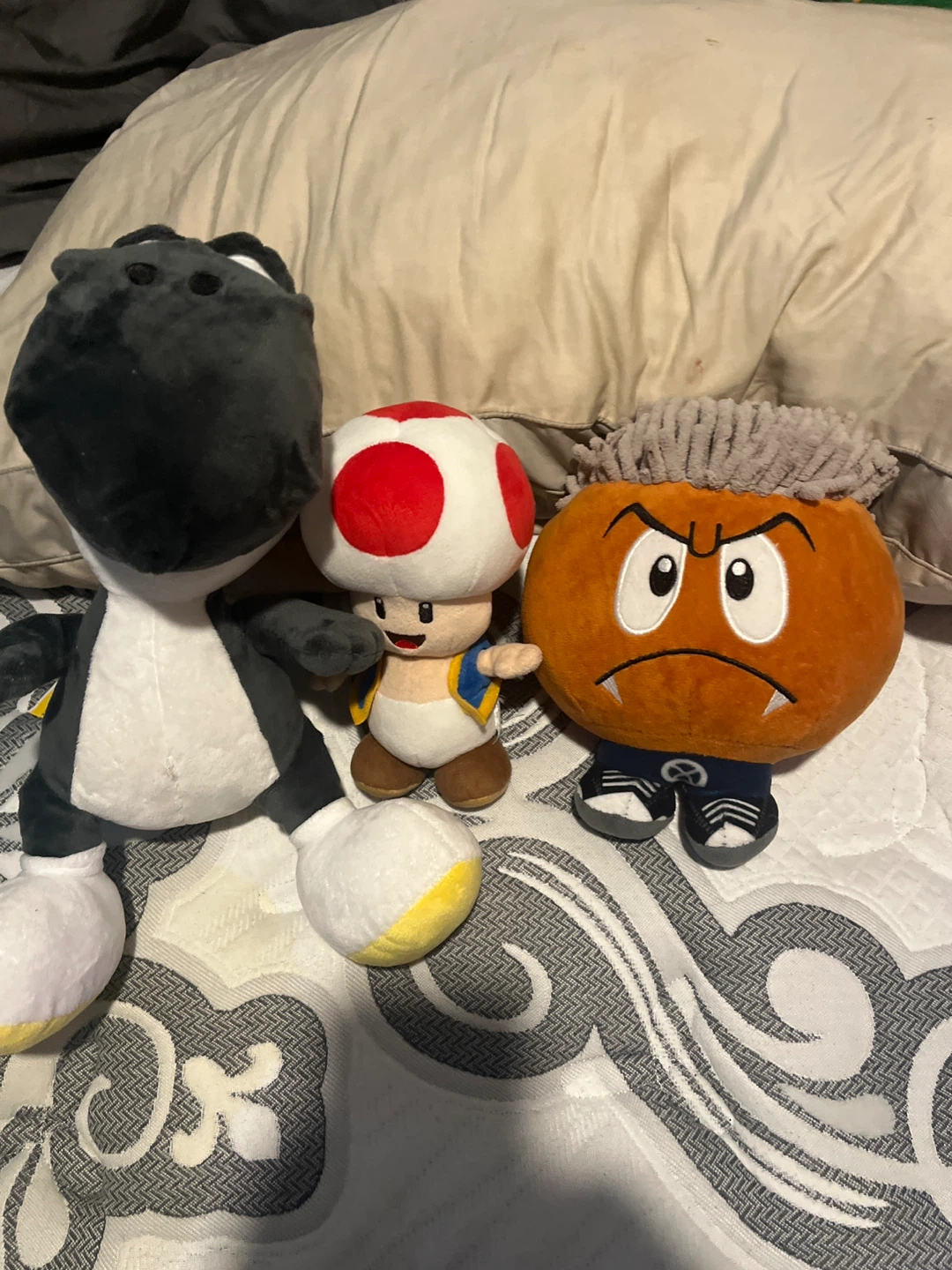 Mario Plush Toys - Toad, Black Yoshi & Goomba