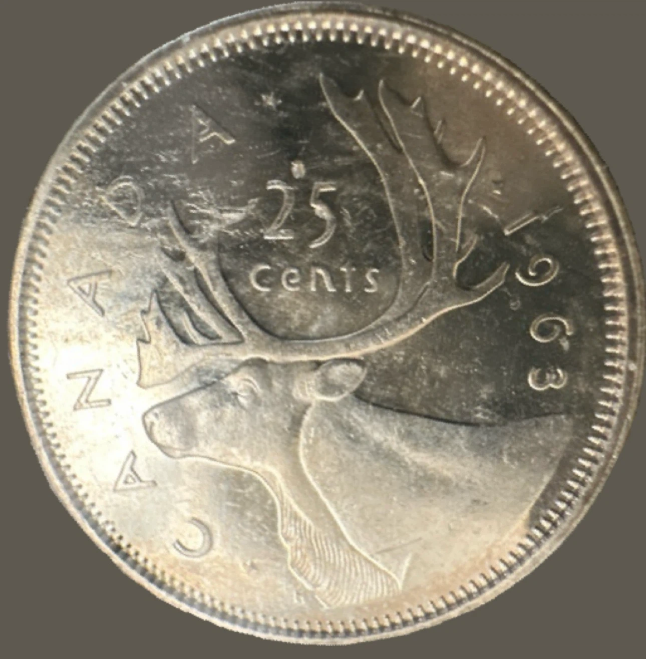 Silver 1963 Canadian 25 Cents Coin