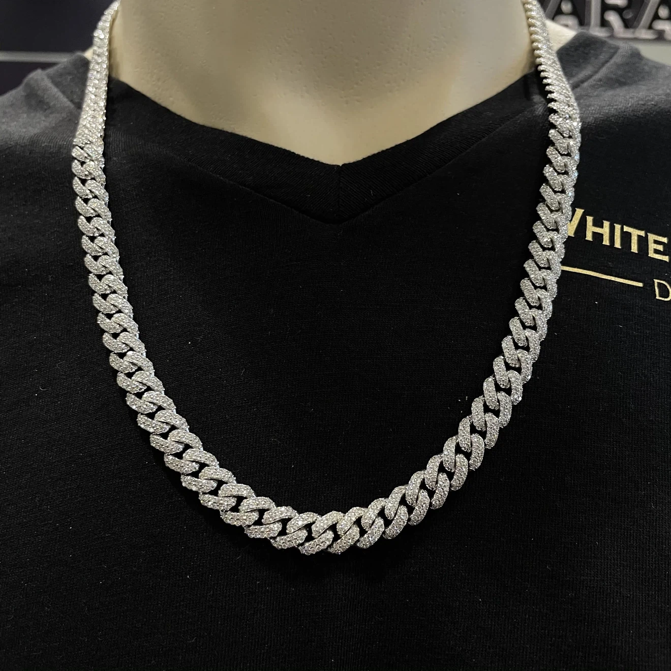 Diamond Cuban Link Chain Necklace Stainless Steel