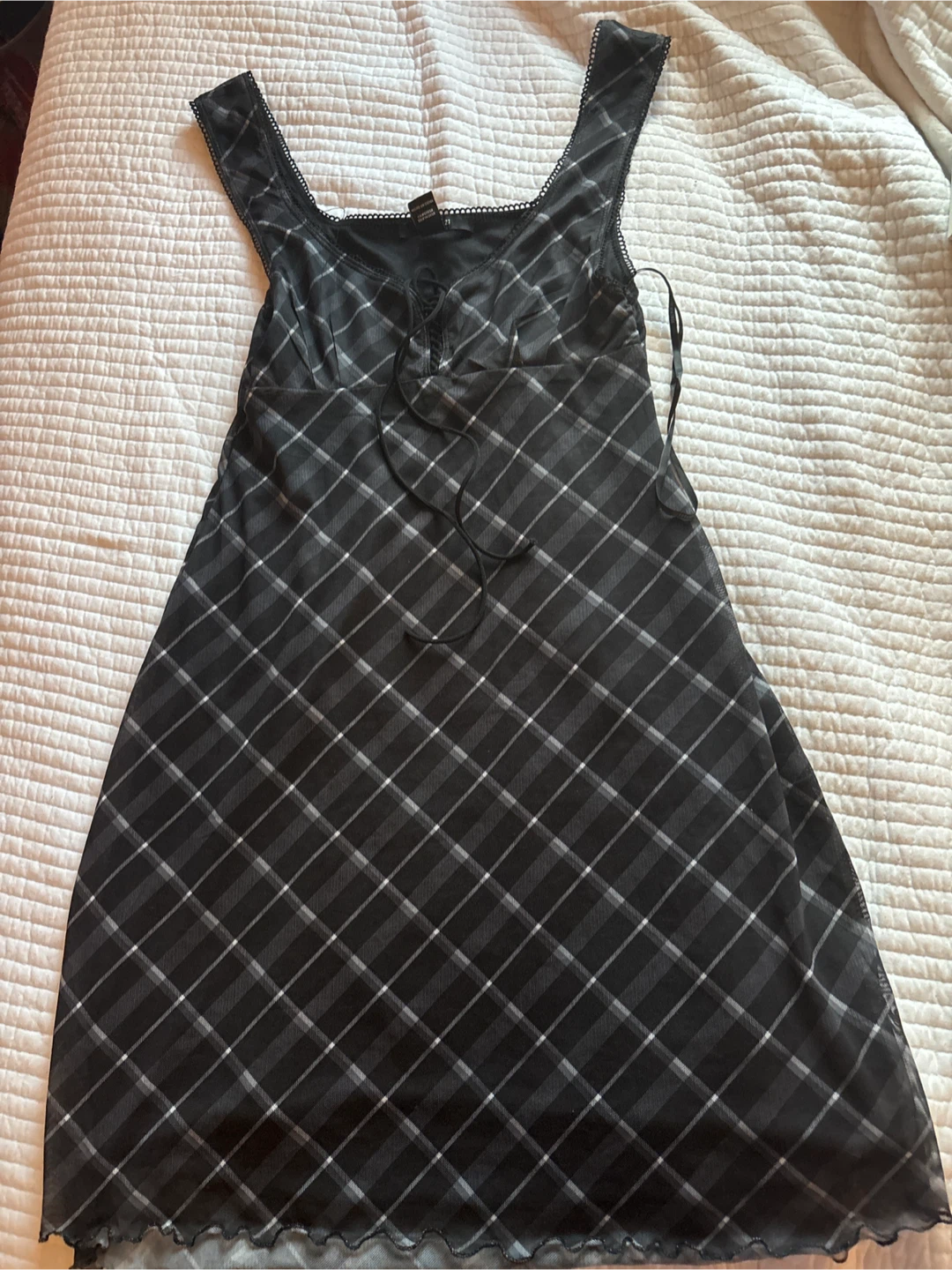 Black and White Plaid Mini Dress