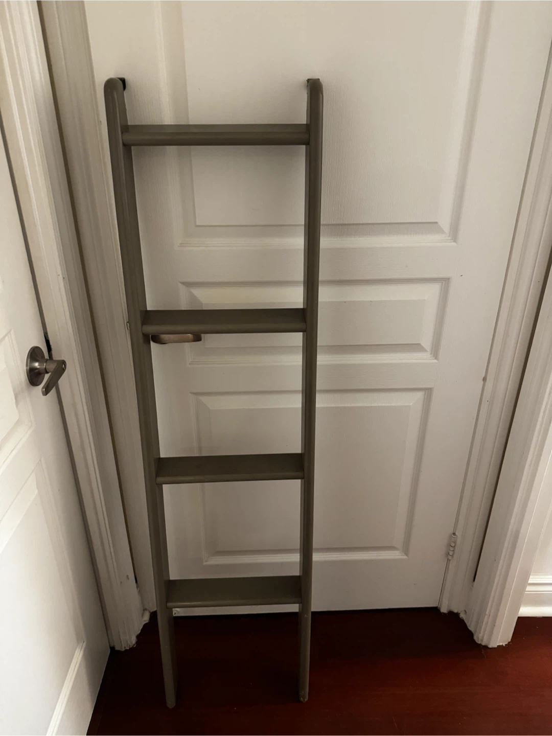 Grey wooden ladder shelf