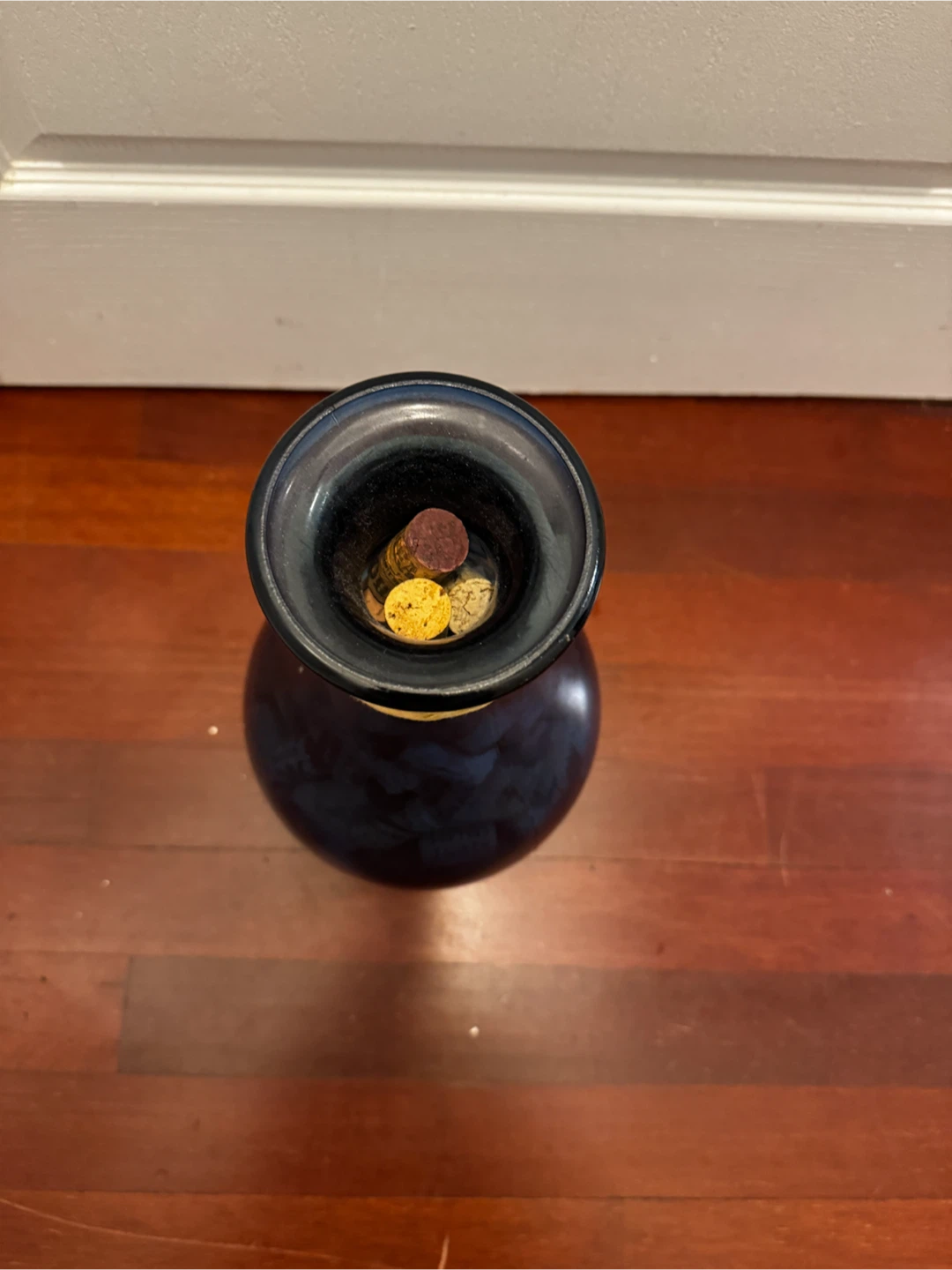 Dark Blue Glass Vase with Twine Accent - photo 2