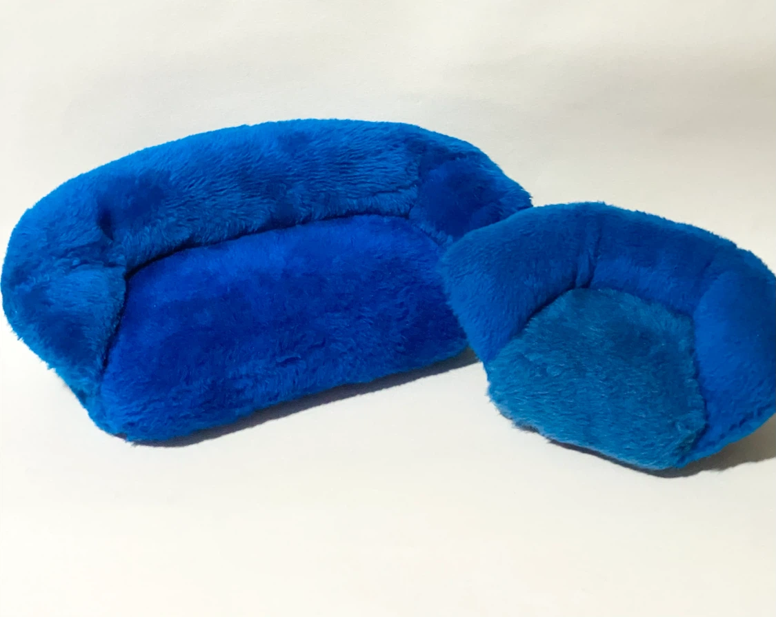 Blue Plush Doll Couches - Set of 2