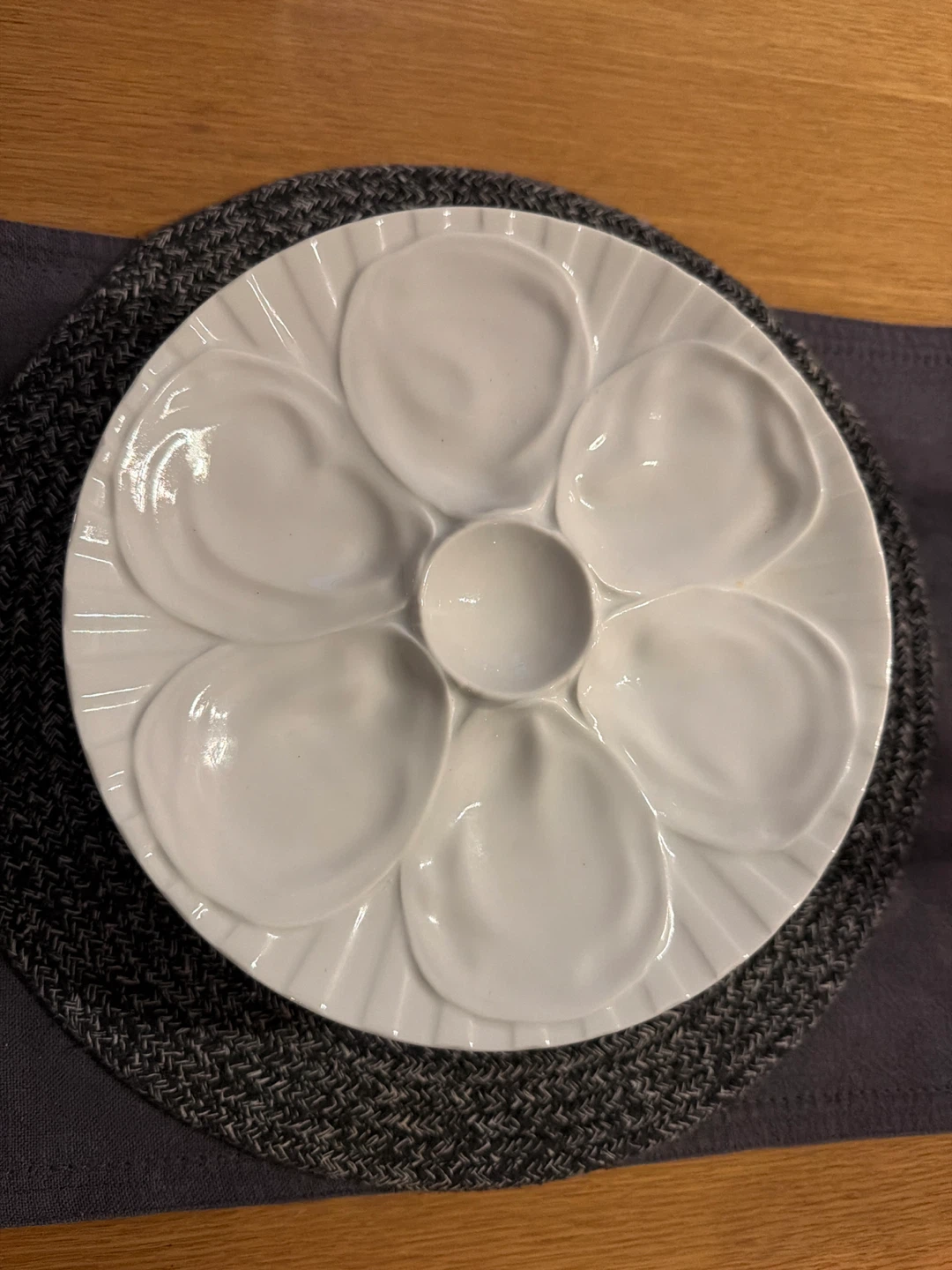 Set of 5 Vintage Pillivuyt France White Porcelain Oyster Plates