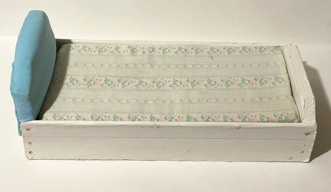 Doll Bed with Floral Bedding
