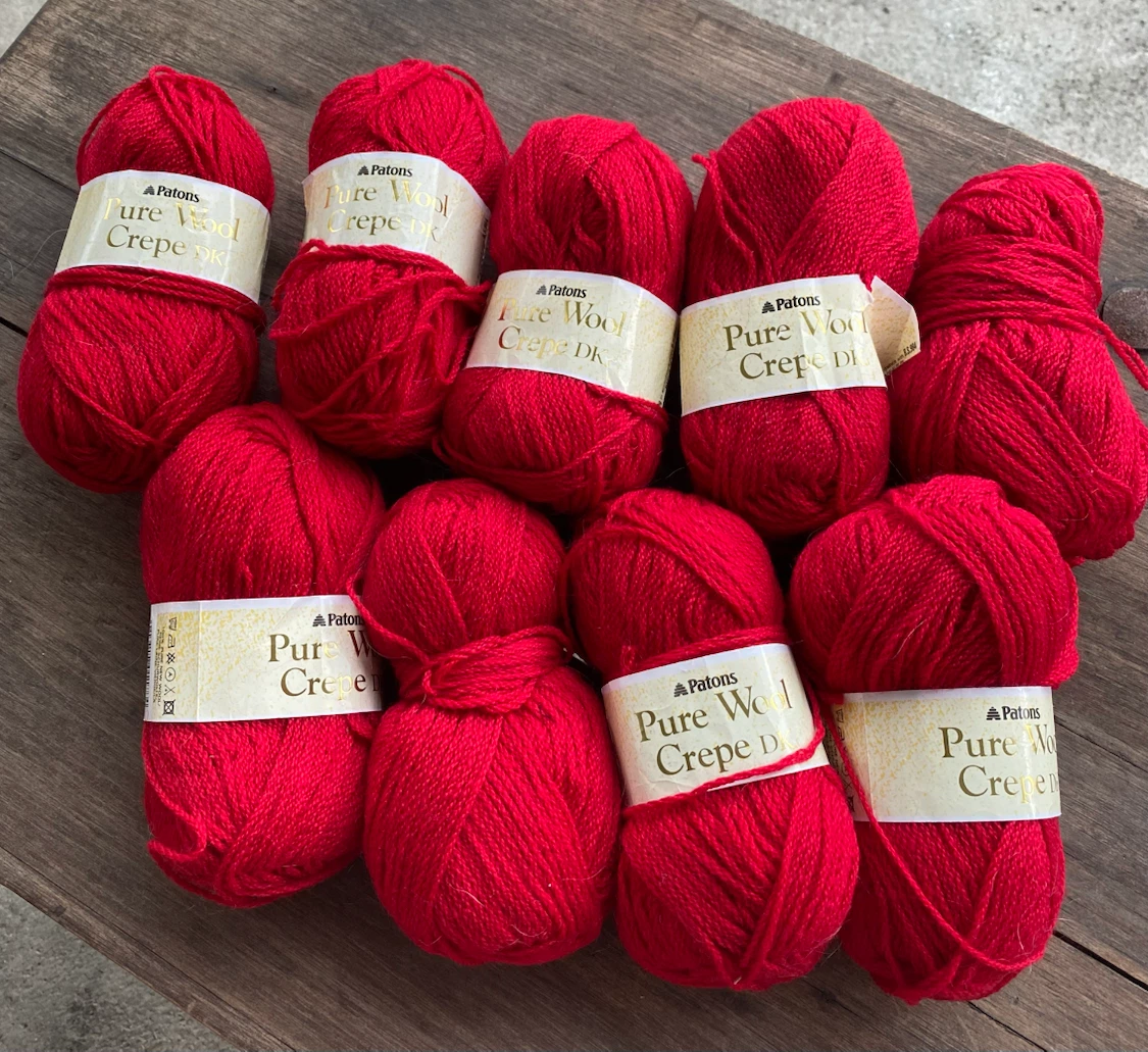 Patons 100% Pure Wool Crepe DK Yarn, Lot of 9