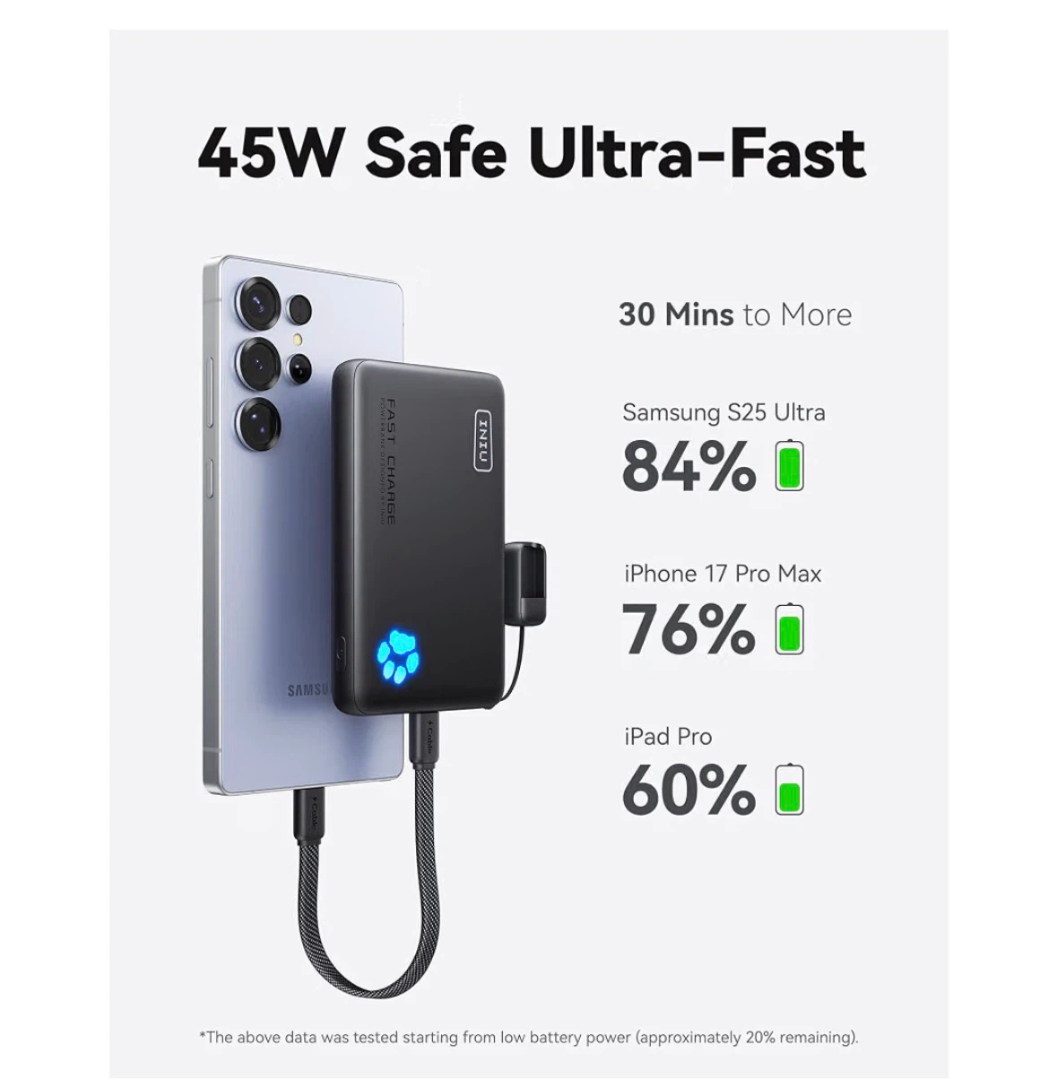 INIU 45W Fast Charging Power Bank, Smaller 10000mAh - photo 5