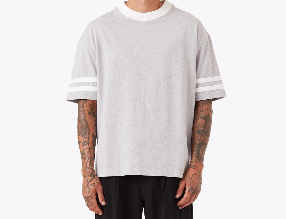 Zanerobe Grey T-Shirt with White Stripes