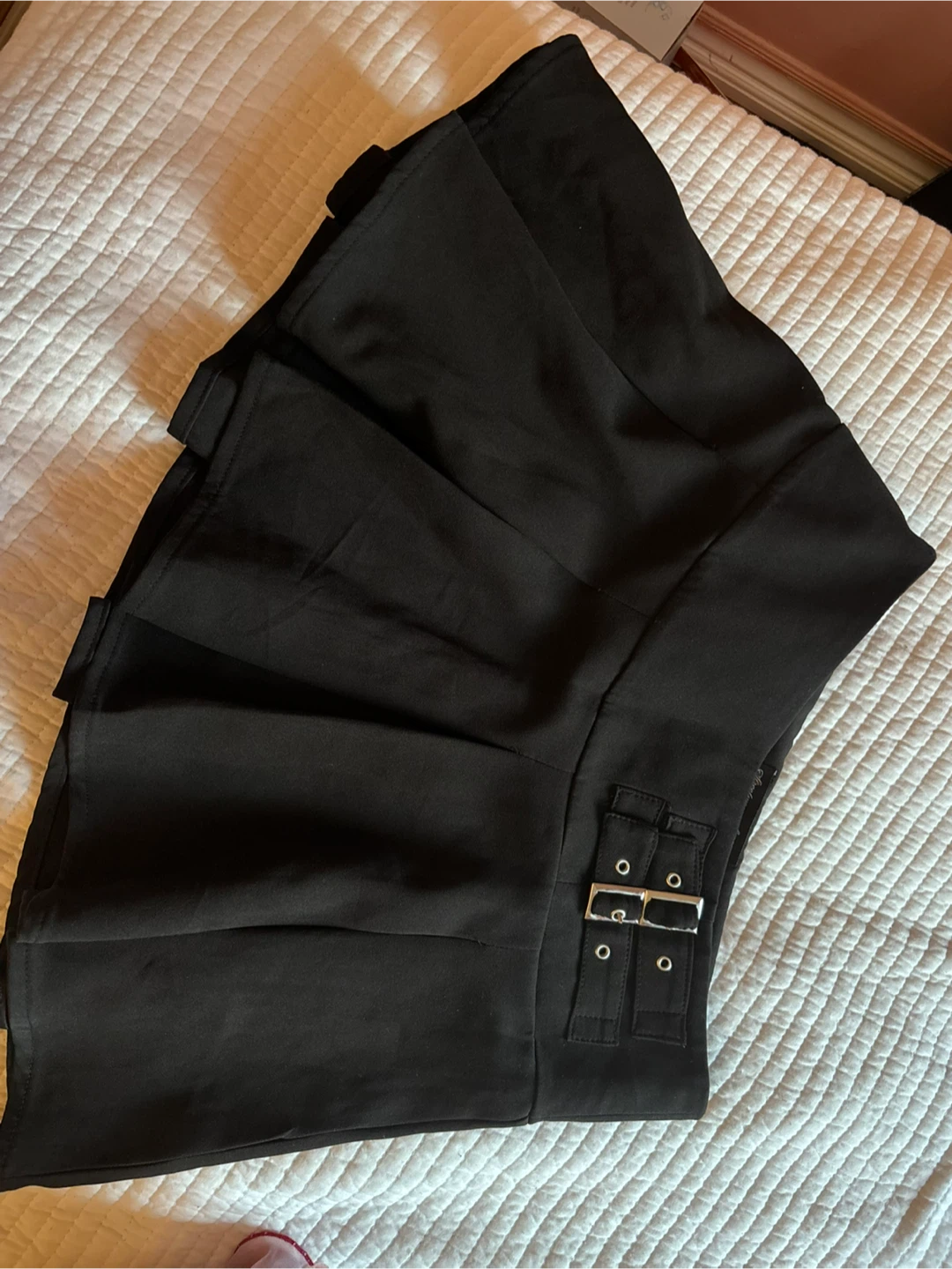 Black Pleated Skirt with Buckle Accents - photo 2