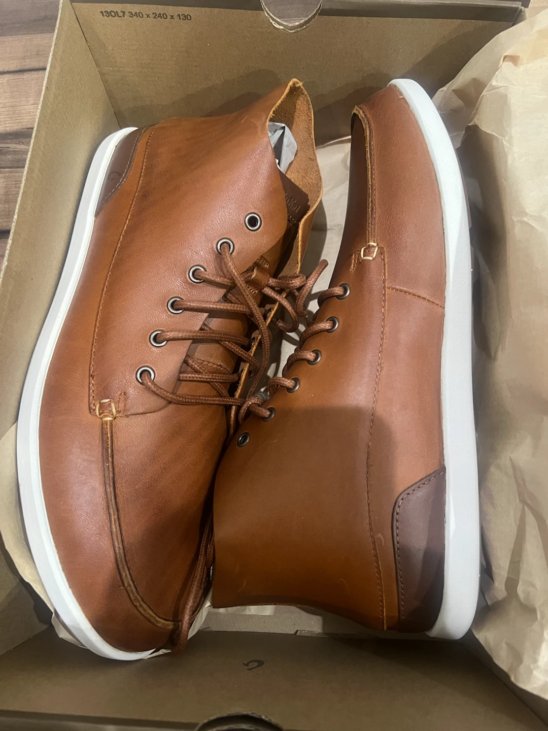Olukai Brown Leather Lace-Up Boots