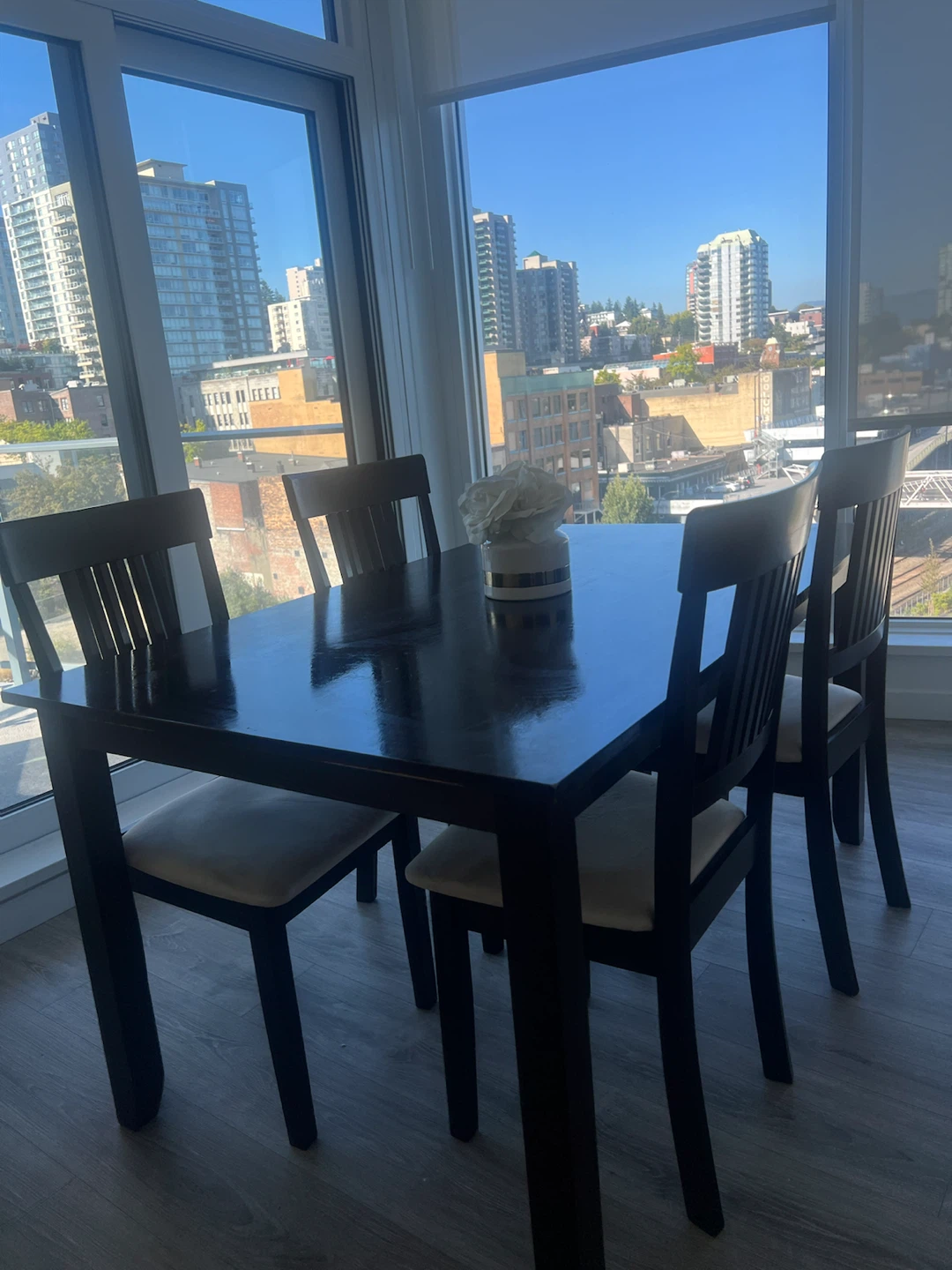 Dark Wood Dining Table with 4 Chairs