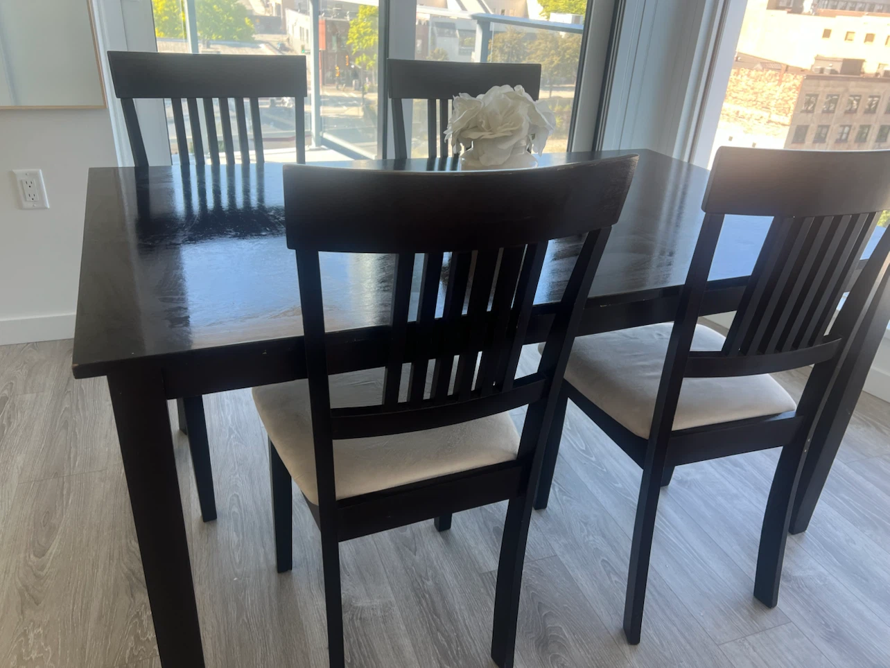 Dark Wood Dining Table with 4 Chairs - photo 2