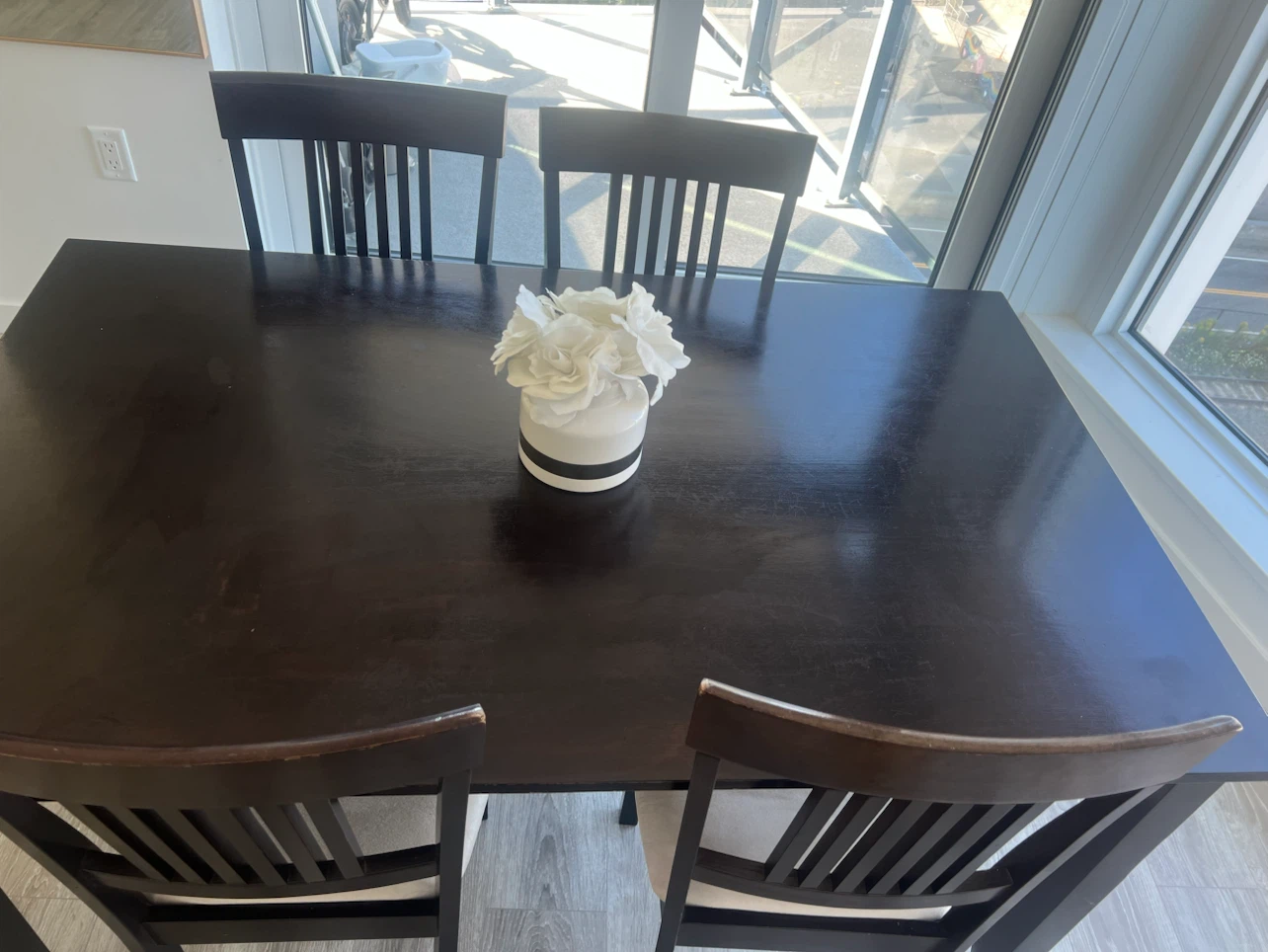 Dark Wood Dining Table with 4 Chairs - photo 5