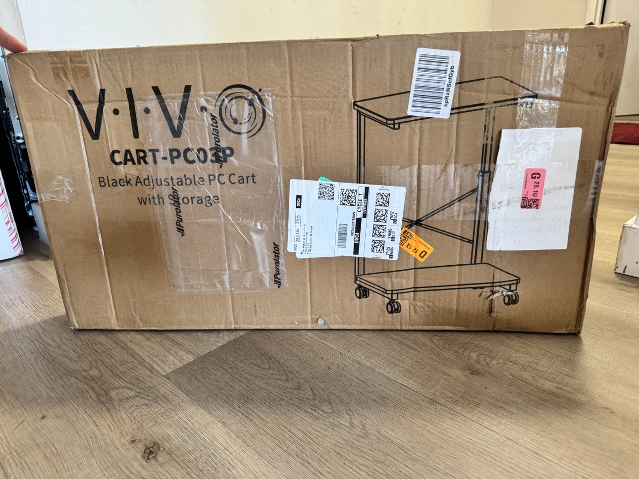 VIVO Black Adjustable PC Cart with Storage