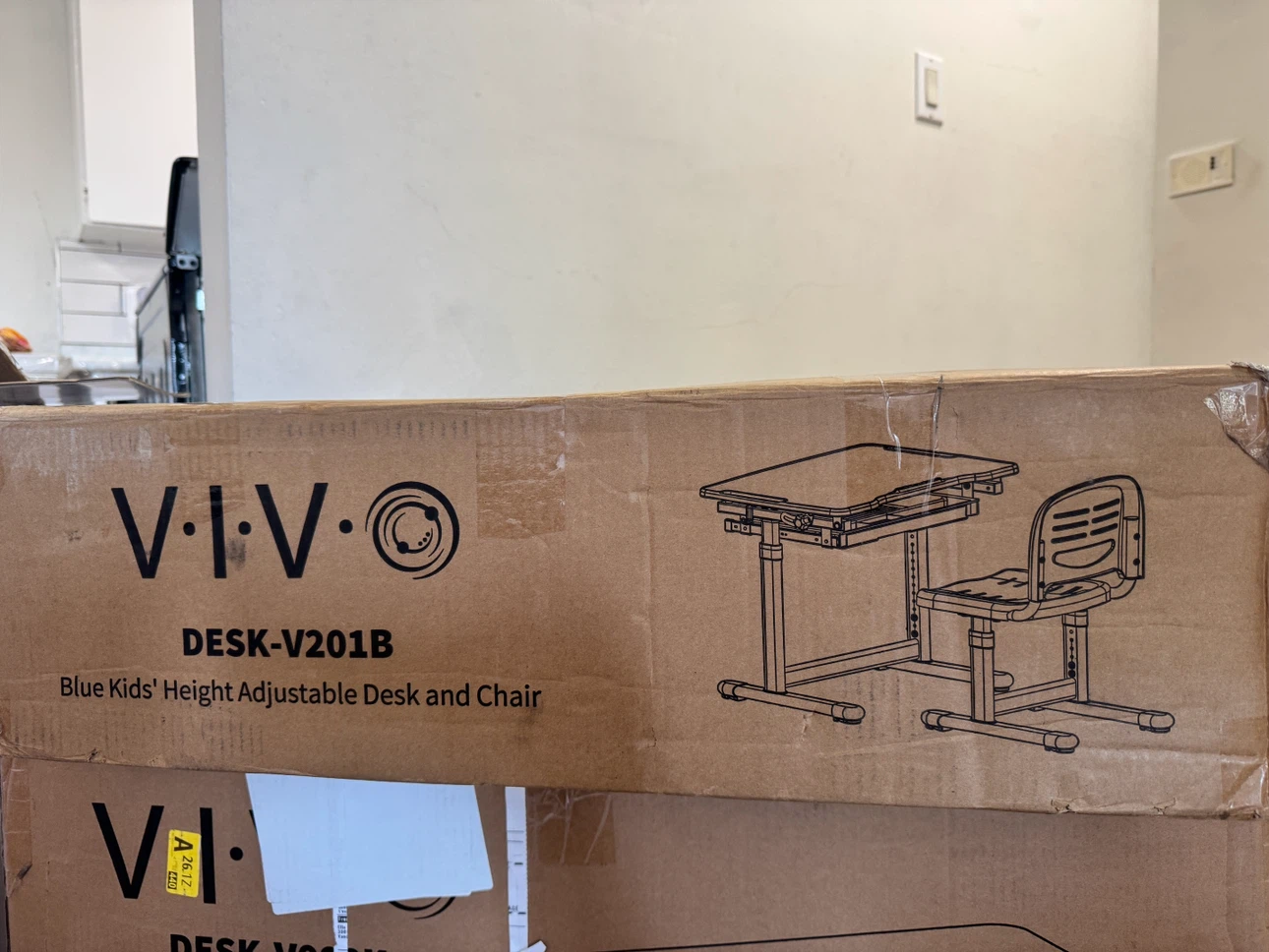 VIVO Blue Kids Height Adjustable Desk and Chair Set - photo 2