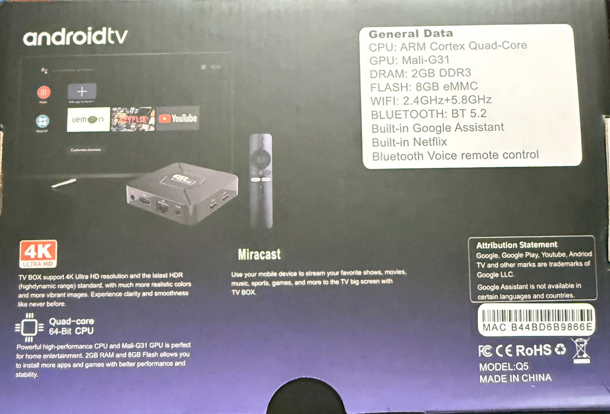 myTV Elite X-Lite 4K Android IPTV Box with Remote