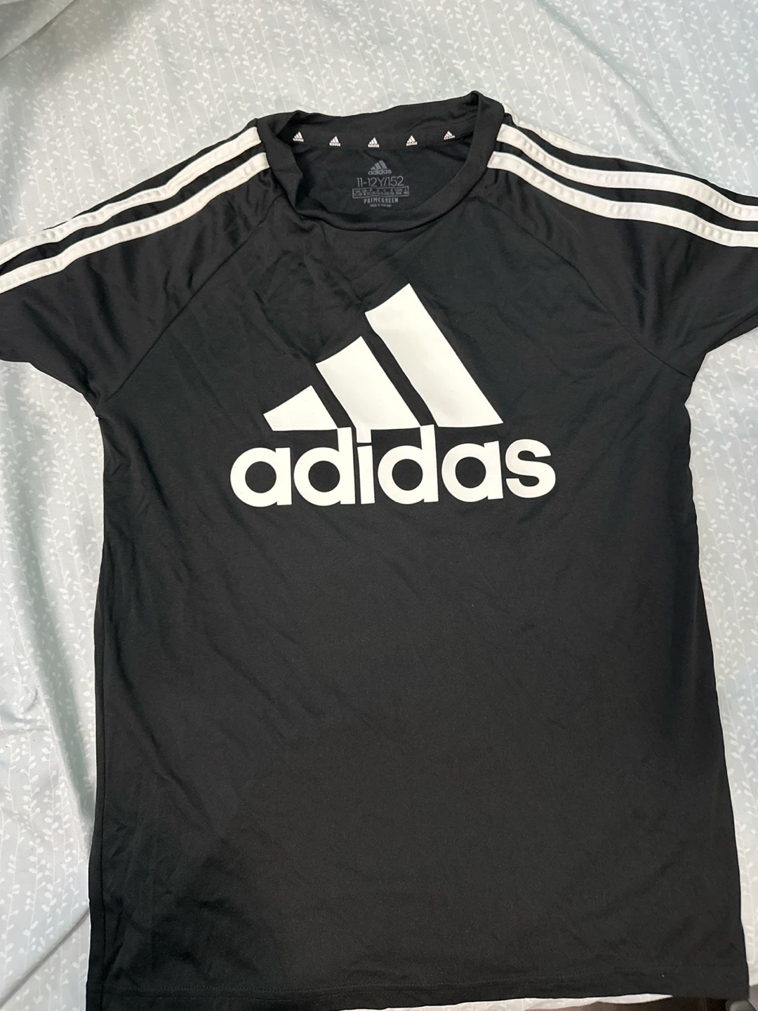 Adidas Black T-Shirt with White Stripes