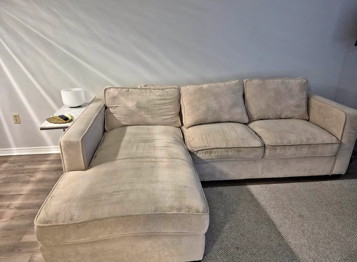 Beige Sectional Sofa with Chaise