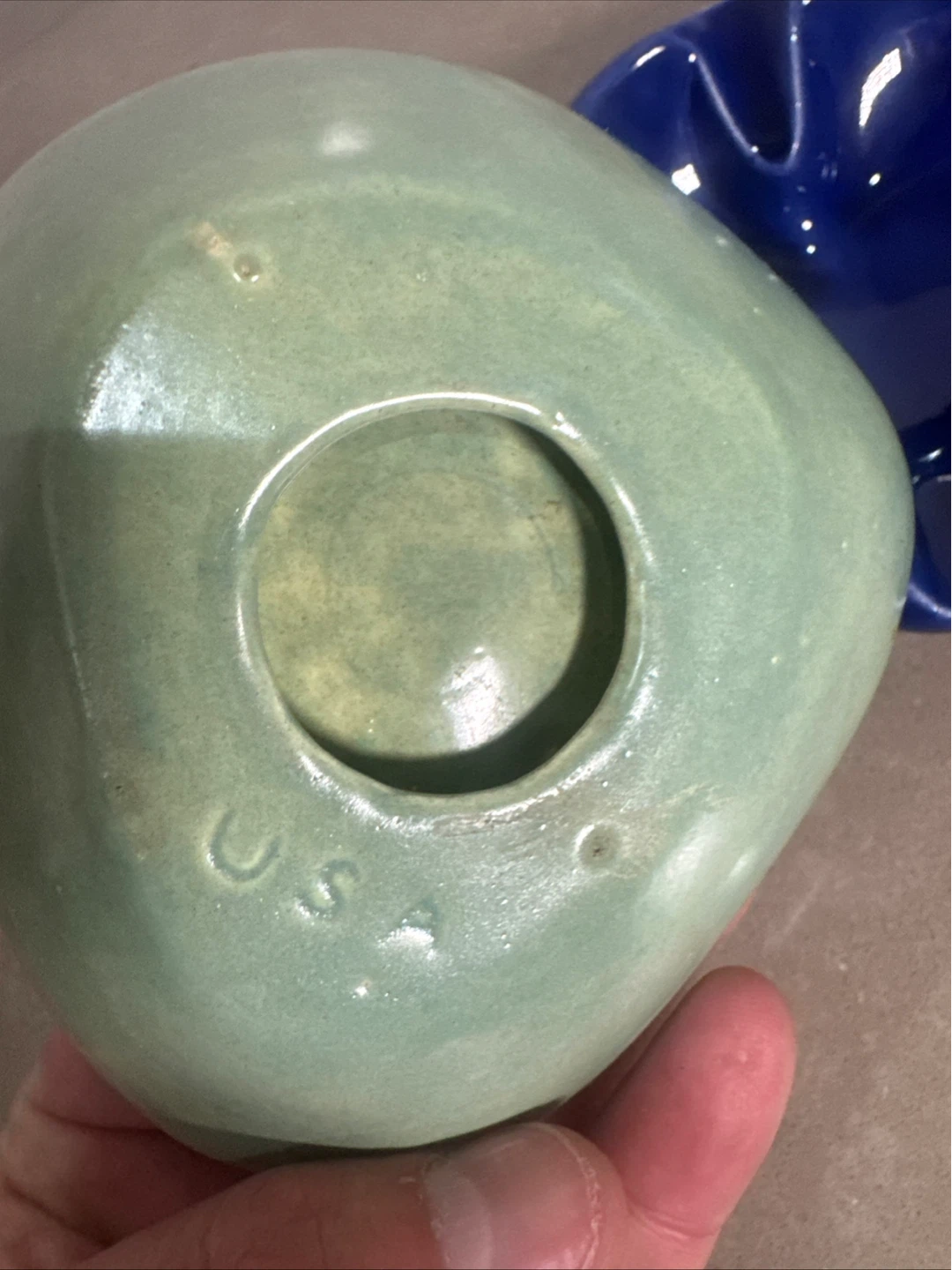 Ceramic Ashtrays - Blue and Green - Set of 2 - photo 2