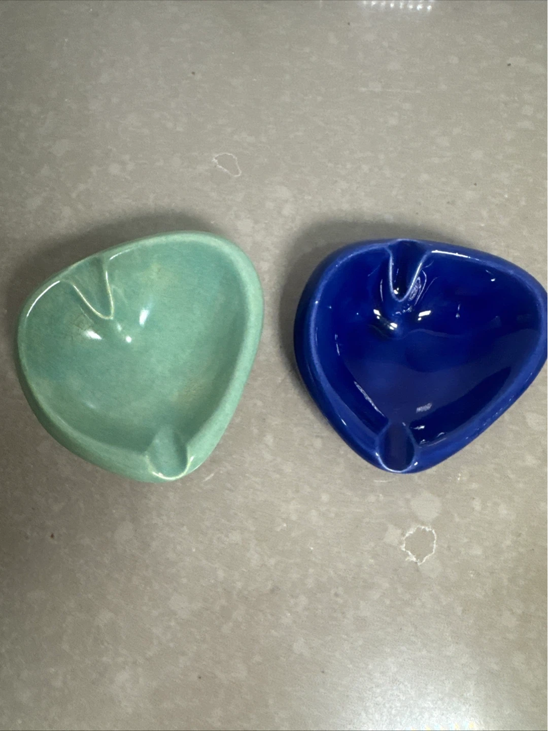 Ceramic Ashtrays - Blue and Green - Set of 2