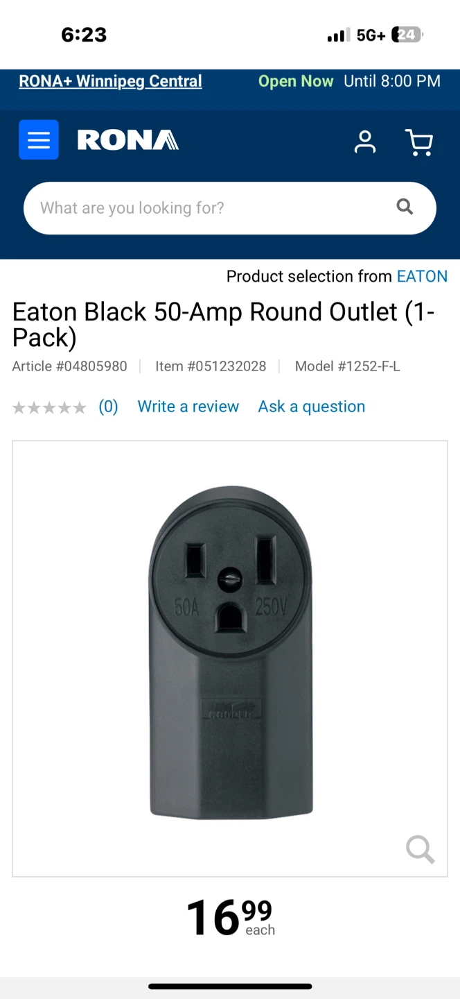 Eaton Black 50-Amp Round Outlet (2-Pack) - photo 2