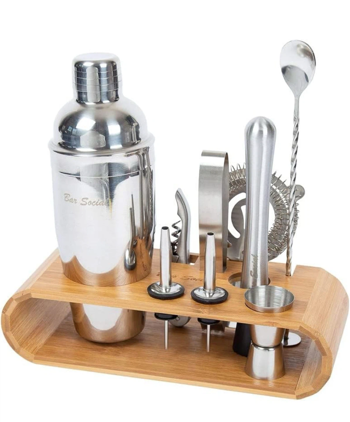 10PCS Stainless Steel Cocktail Shaker Set