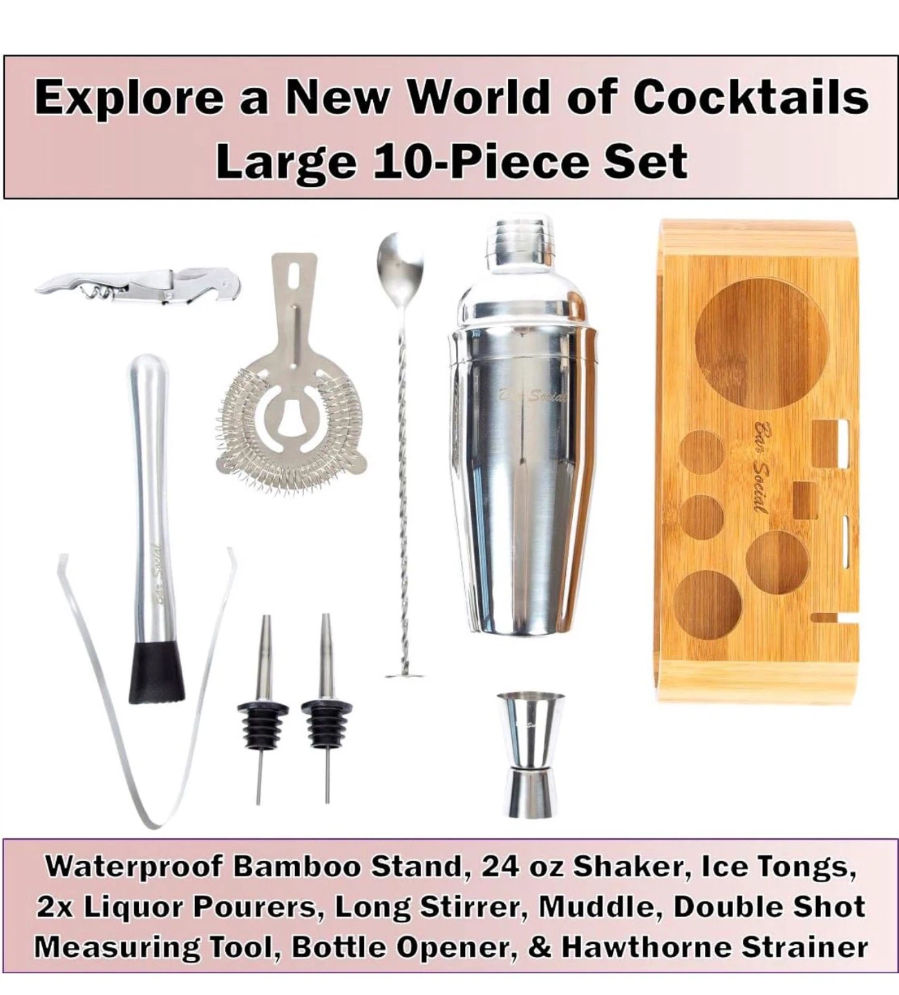 10PCS Stainless Steel Cocktail Shaker Set - photo 2