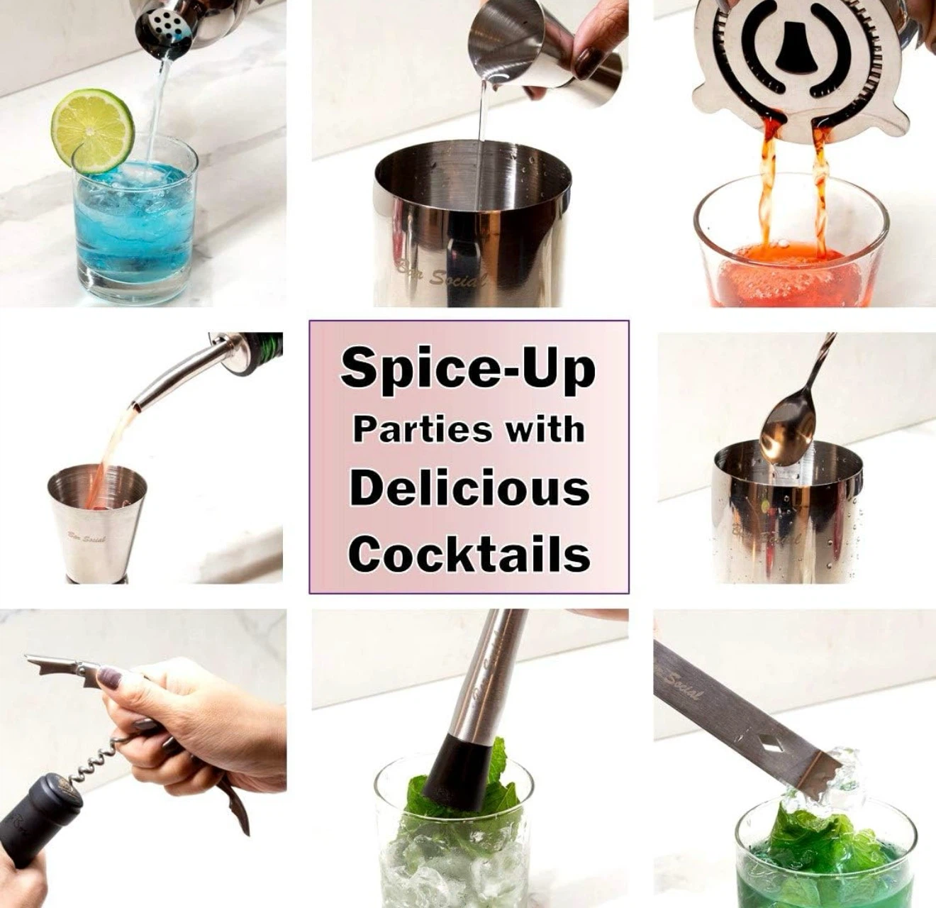 10PCS Stainless Steel Cocktail Shaker Set - photo 5