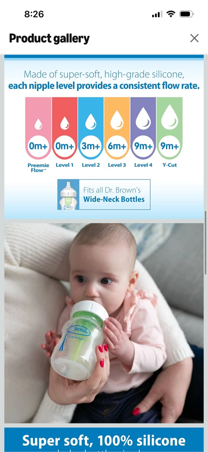 Brand New-Dr. Brown's Level,1  Baby Bottle Nipples, 6 Count - photo 4
