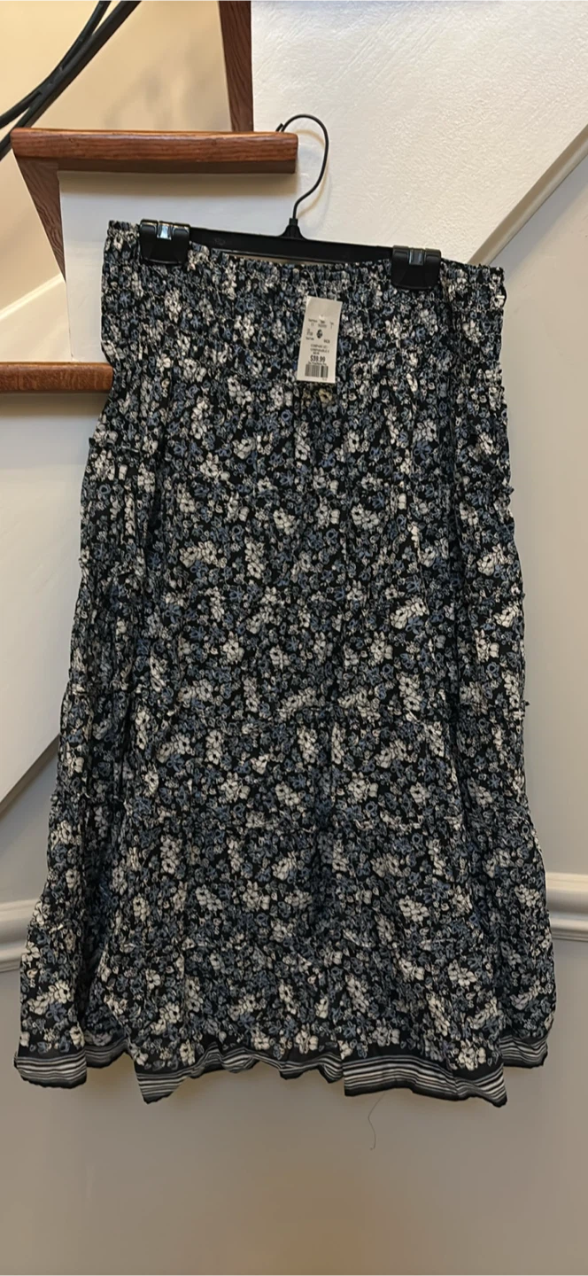 Max Studio Floral Tiered Midi Skirt