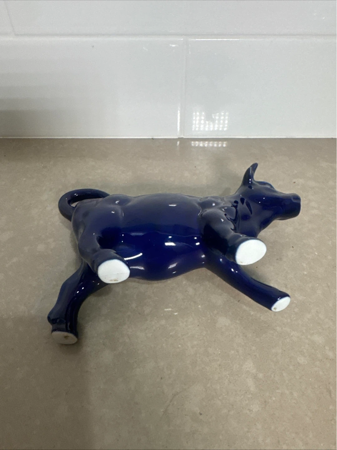 Blue Ceramic Cow Creamer or Pitcher - photo 4