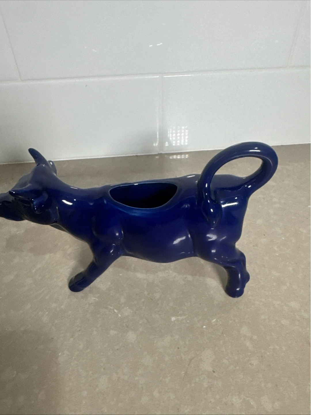 Blue Ceramic Cow Creamer or Pitcher