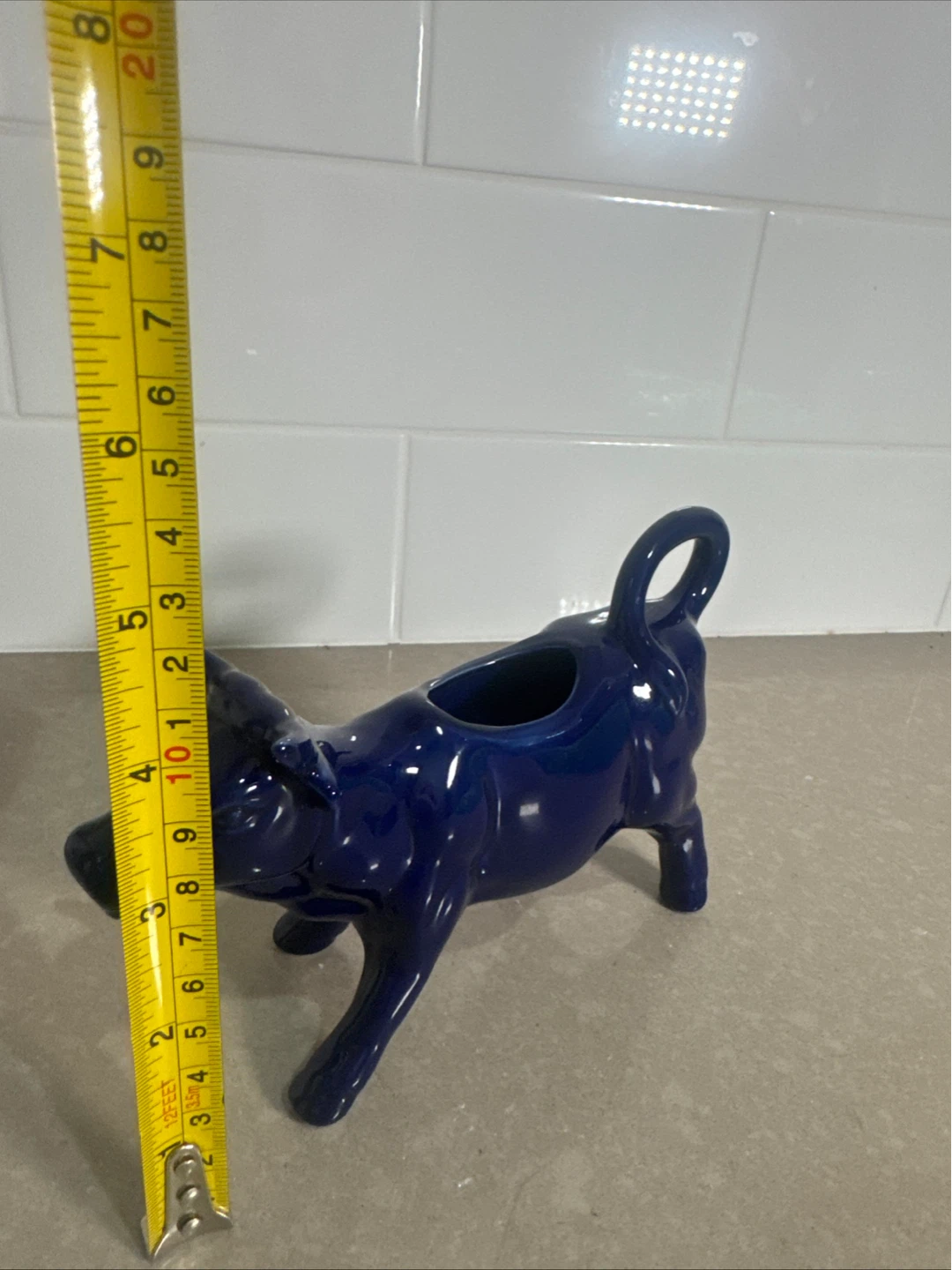 Blue Ceramic Cow Creamer or Pitcher - photo 5
