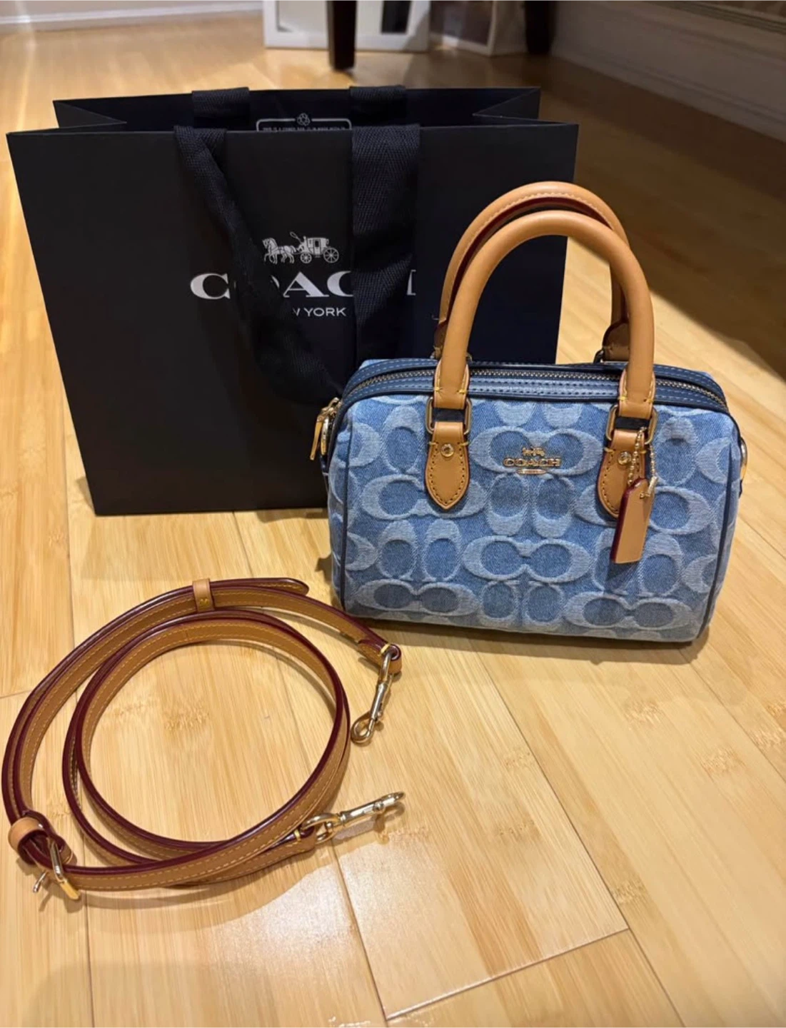 BRAND NEW Coach Signature Denim Mini Rowan