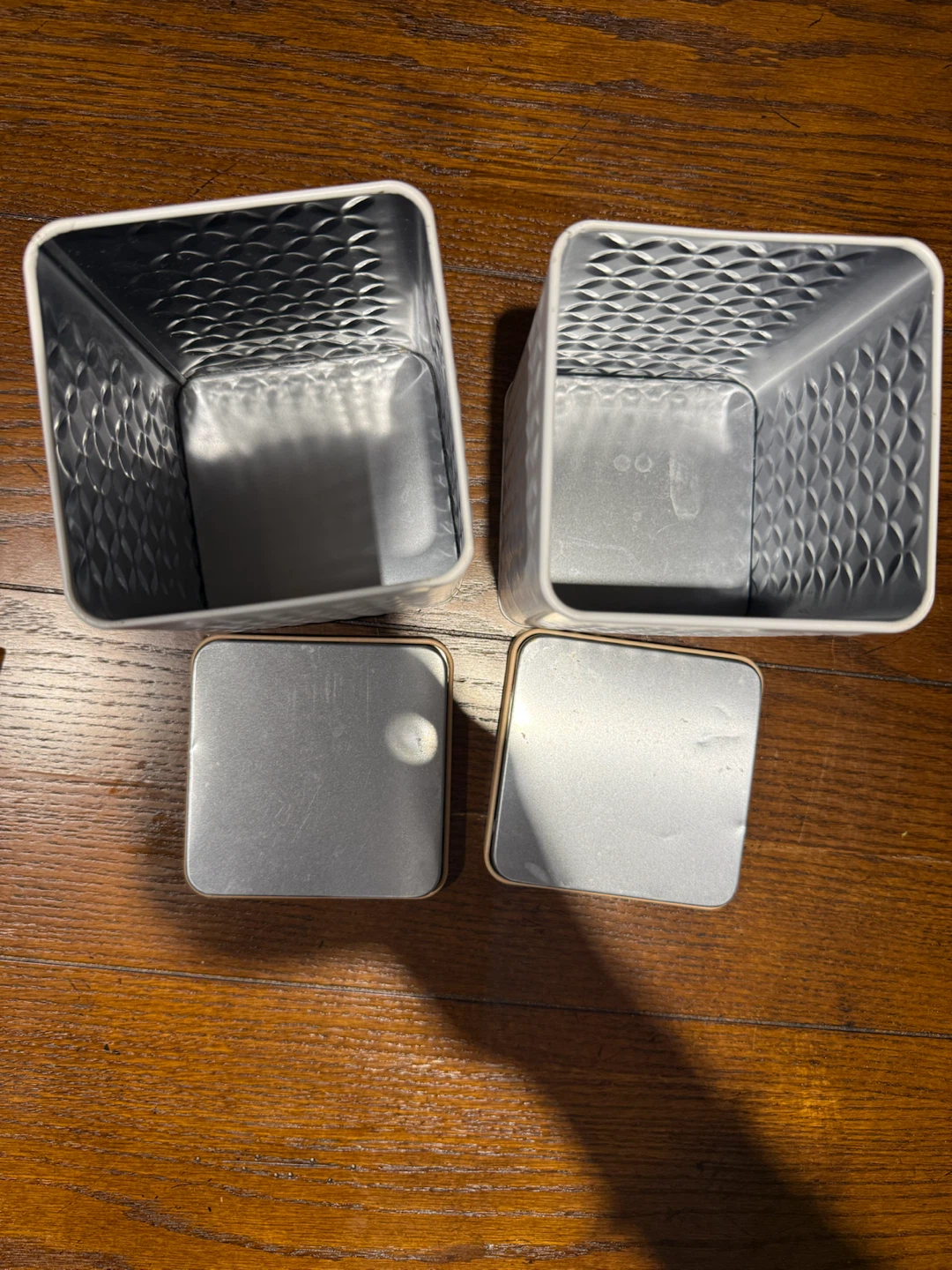 Set of 2 White Square Canisters with Wood Lids - photo 5