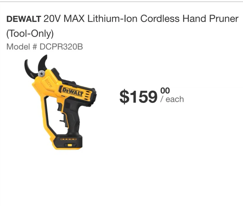 DEWALT 20V MAX Cordless Pruner (Tool Only) DCPR320B
