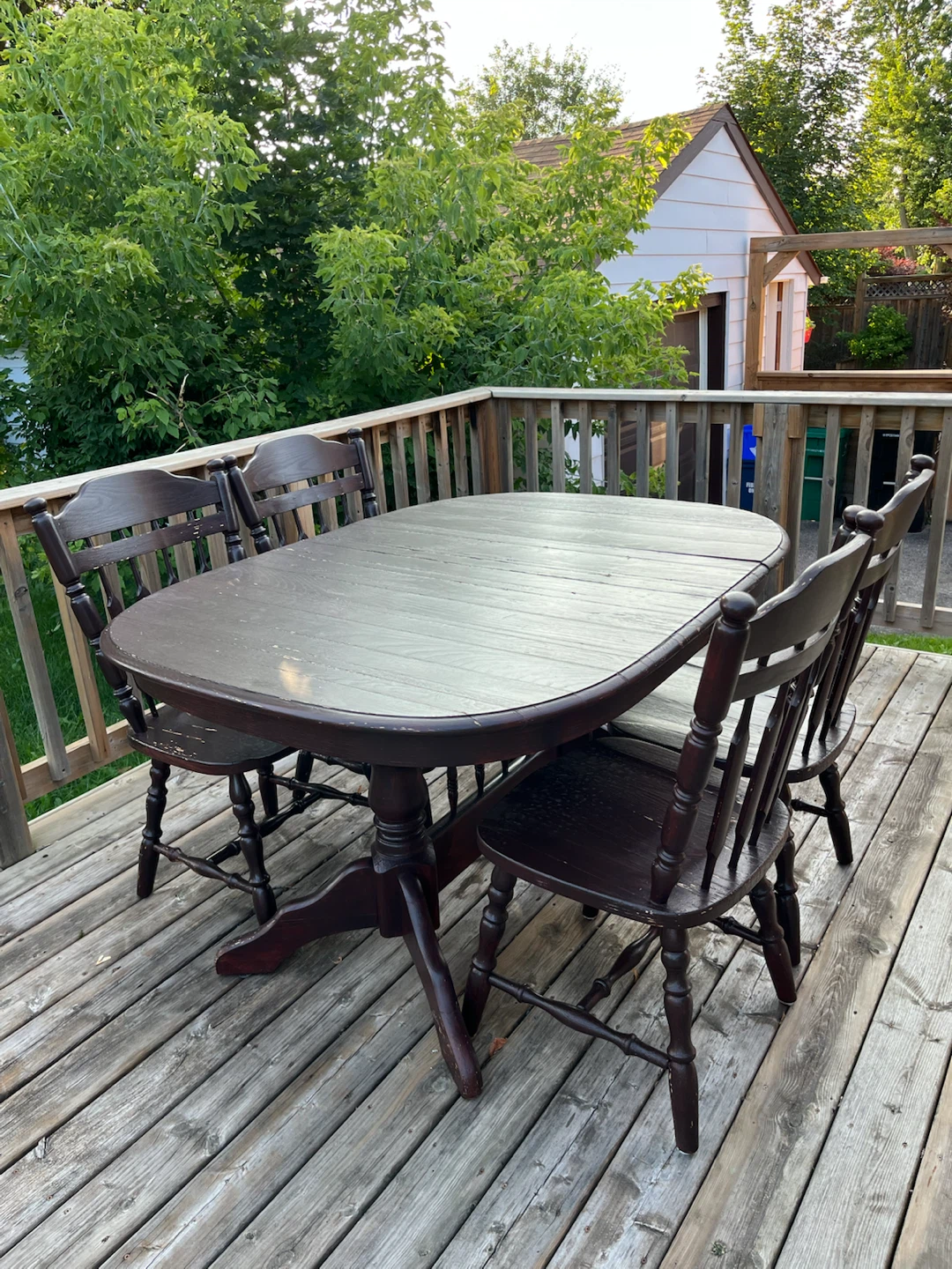 Dark Wood Dining Table and Chairs Set