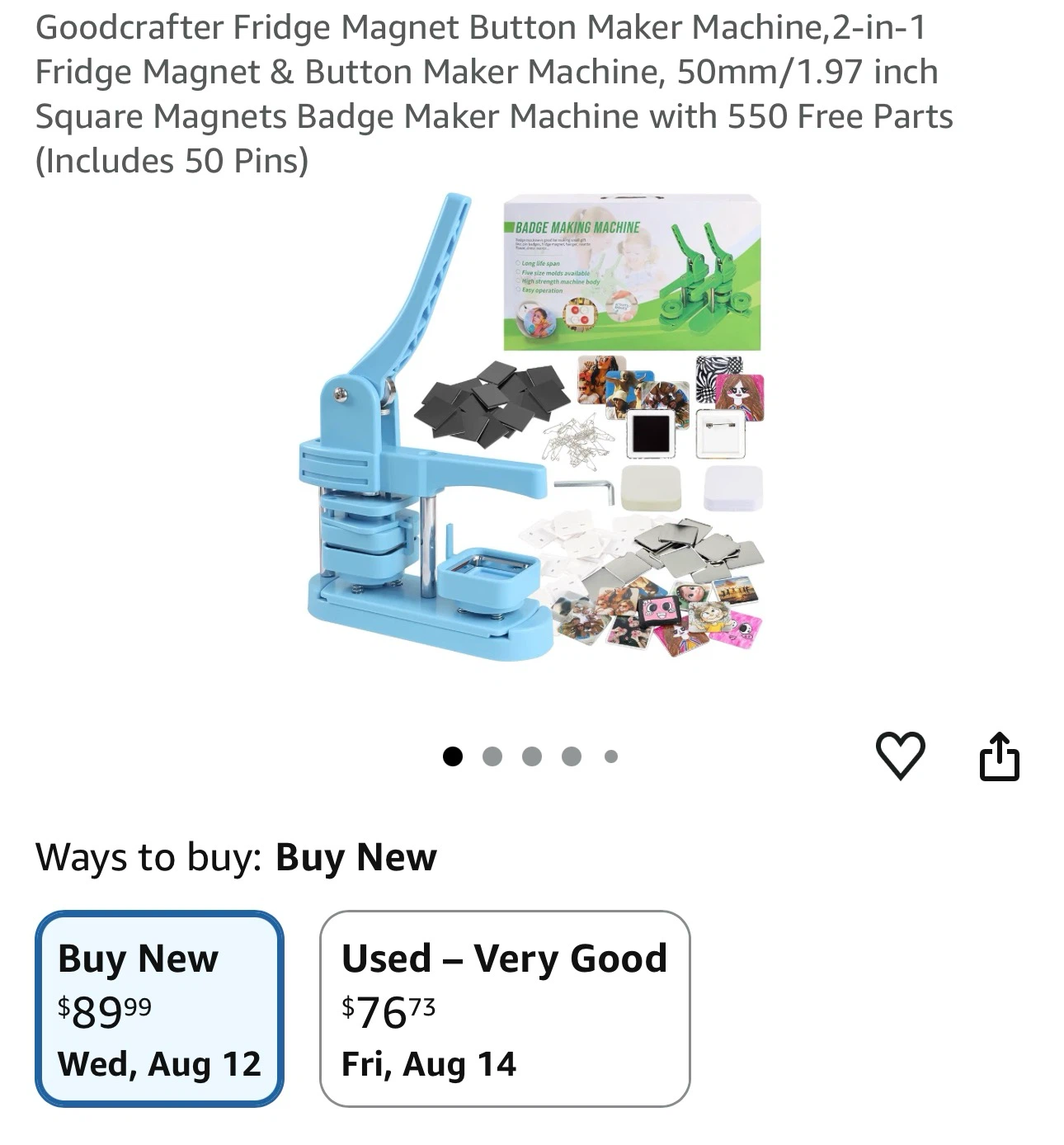 Goodcrafter Fridge Magnet & Button Maker Machine with 550 Parts