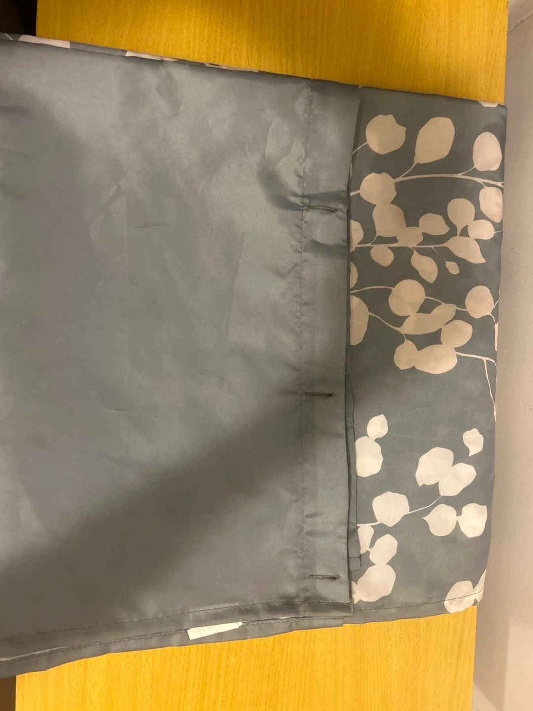 Grey Shower Curtain with White Leaf Pattern