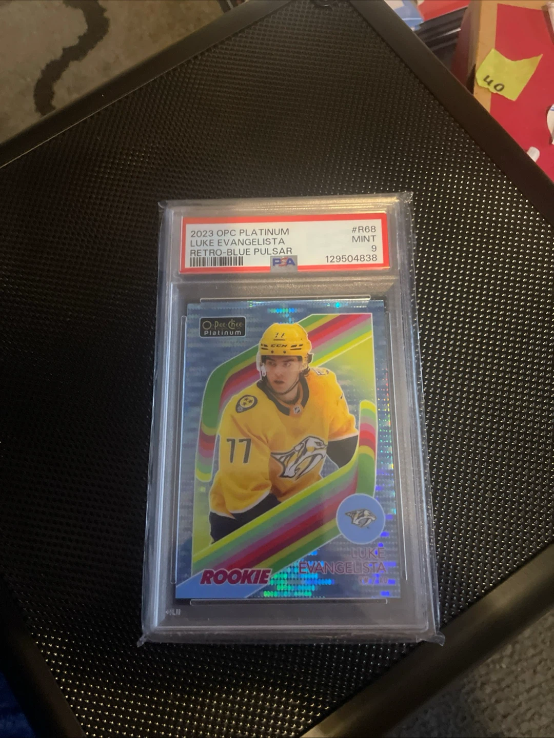 2023 OPC Platinum Luke Evangelista Retro-Blue Pulsar Rookie Card