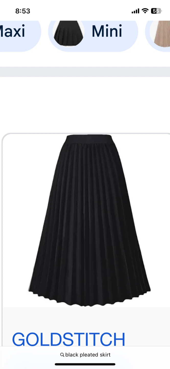 GOLDSTITCH Black Pleated Midi Skirt