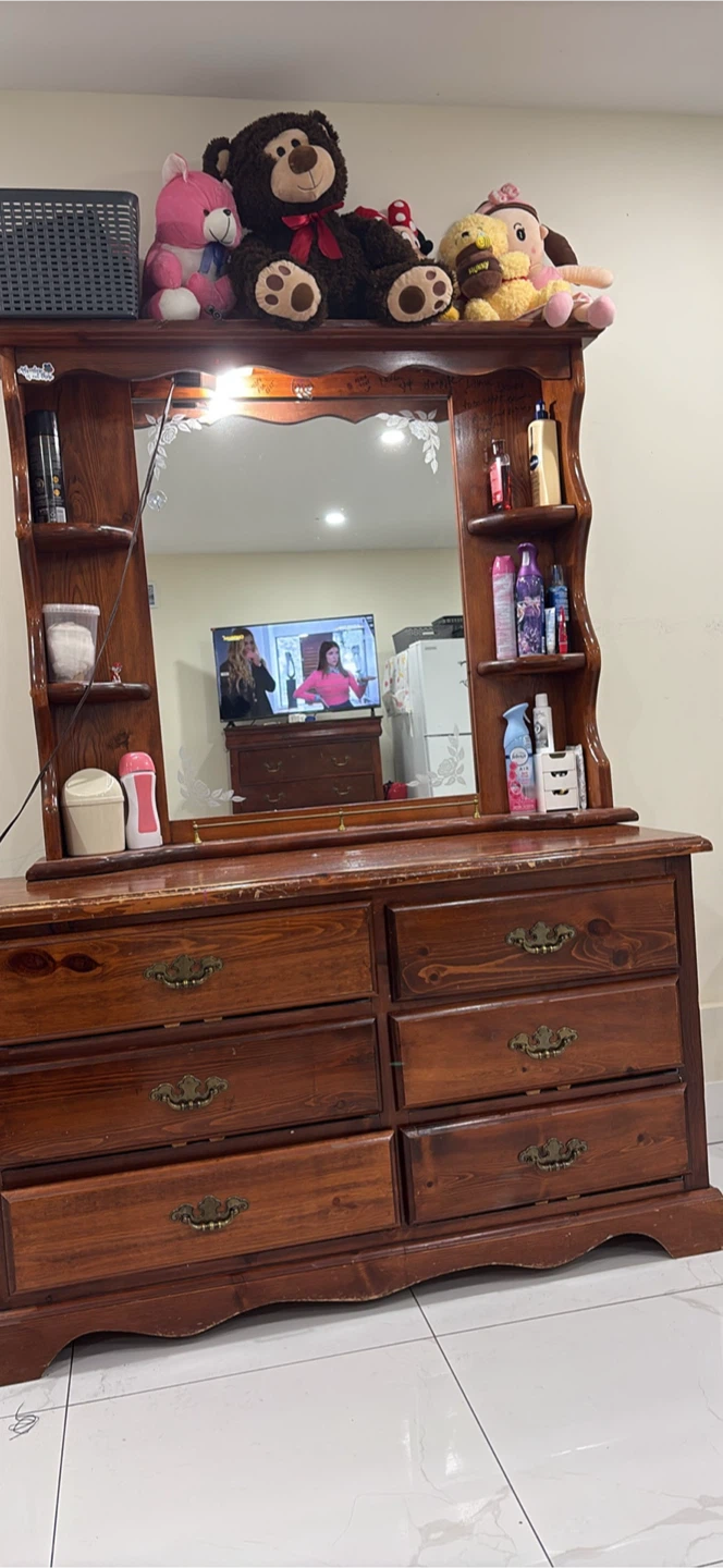 Wooden Dresser with Mirror