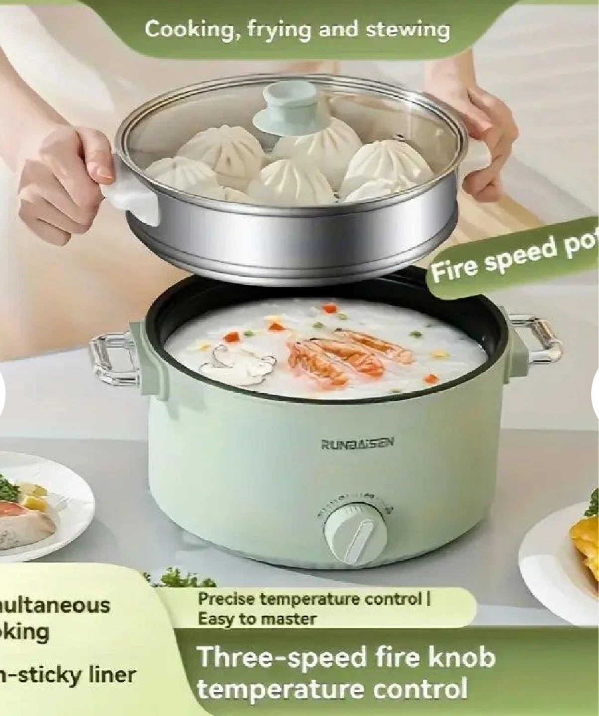 RUNBAISEN Electric Multi-Cooker with Steamer - photo 2
