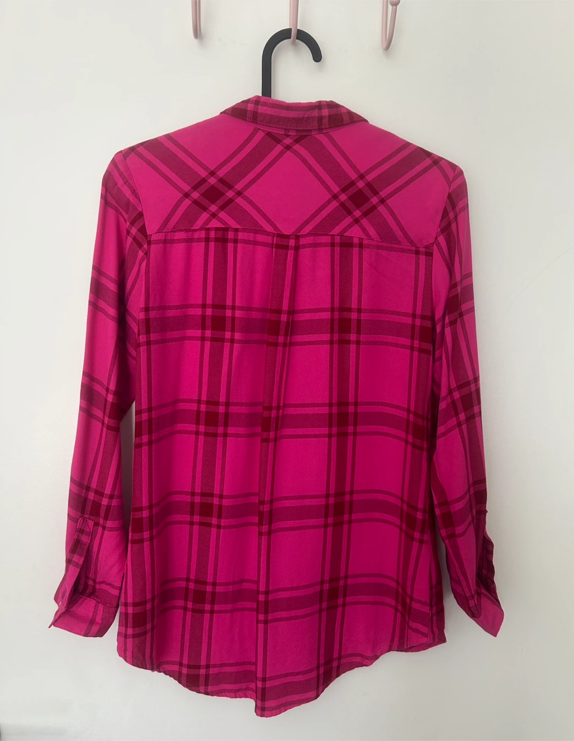 Bare Denim Hot Pink Plaid Flannel Button Down Shirt / XS - photo 2