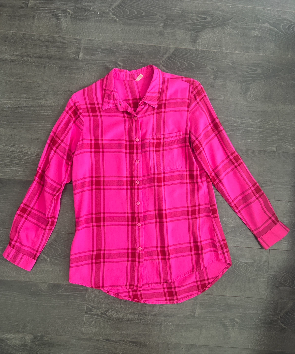 Bare Denim Hot Pink Plaid Flannel Button Down Shirt / XS - photo 3