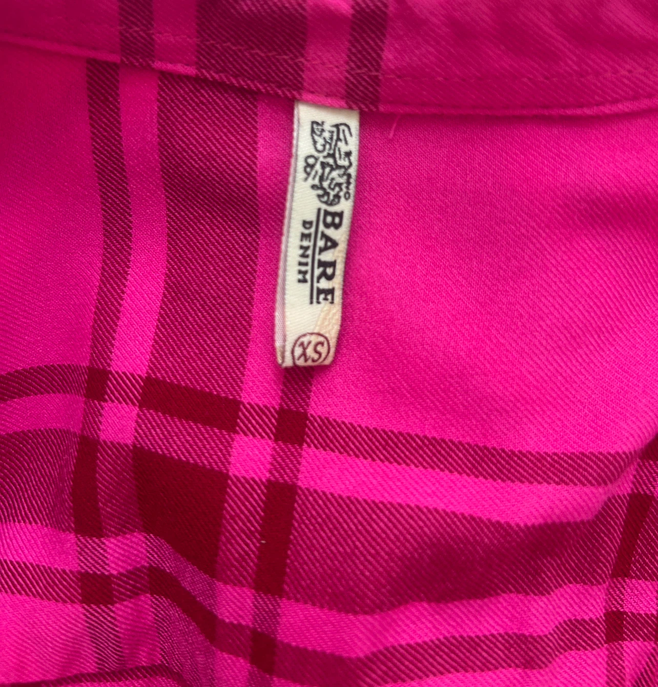 Bare Denim Hot Pink Plaid Flannel Button Down Shirt / XS - photo 4