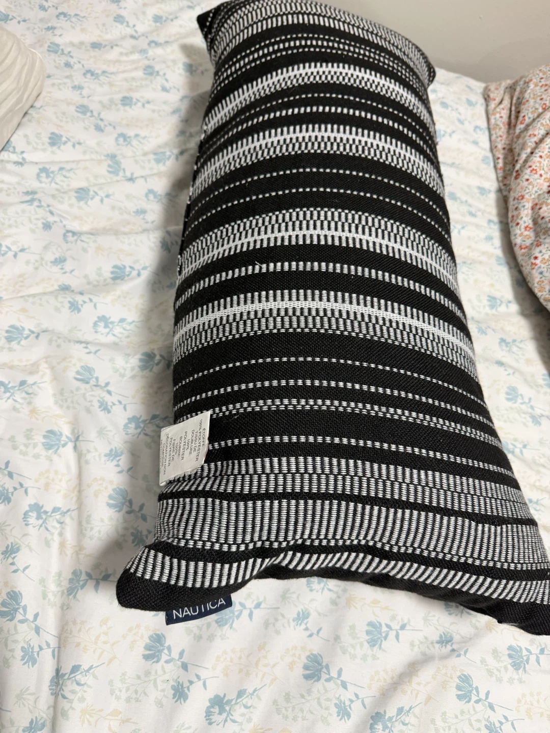 Nautica Bolster Pillow Black & White Stripe