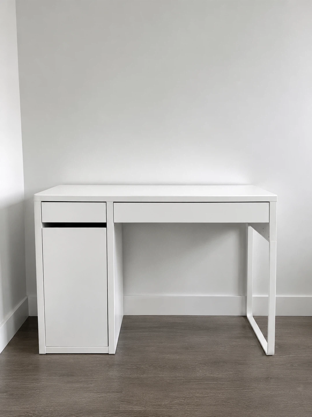 White Desk with Drawer and Cabinet