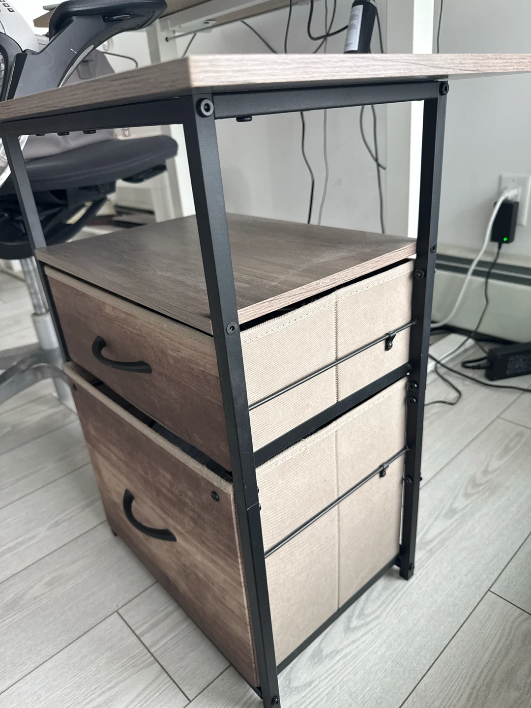 2 fabric Drawer File Cabinet with Printer Stand - Oak Grey - photo 2